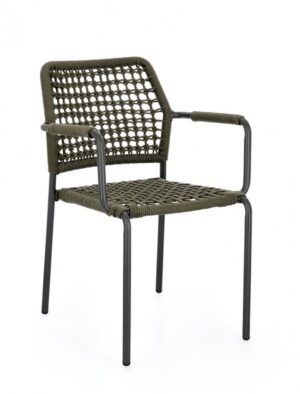 BIZZOTTO Zahradní židle RAJADA černá se zeleným výpletem