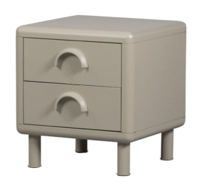 WOOOD Noční stolek RUNE se dvěma šuplíky krémový