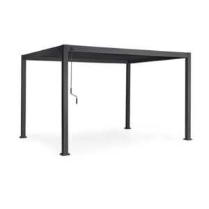 BIZZOTTO Antracitová hliníková pergola s uzavíracími lamelami a LED páskem OCEAN 3x4 m